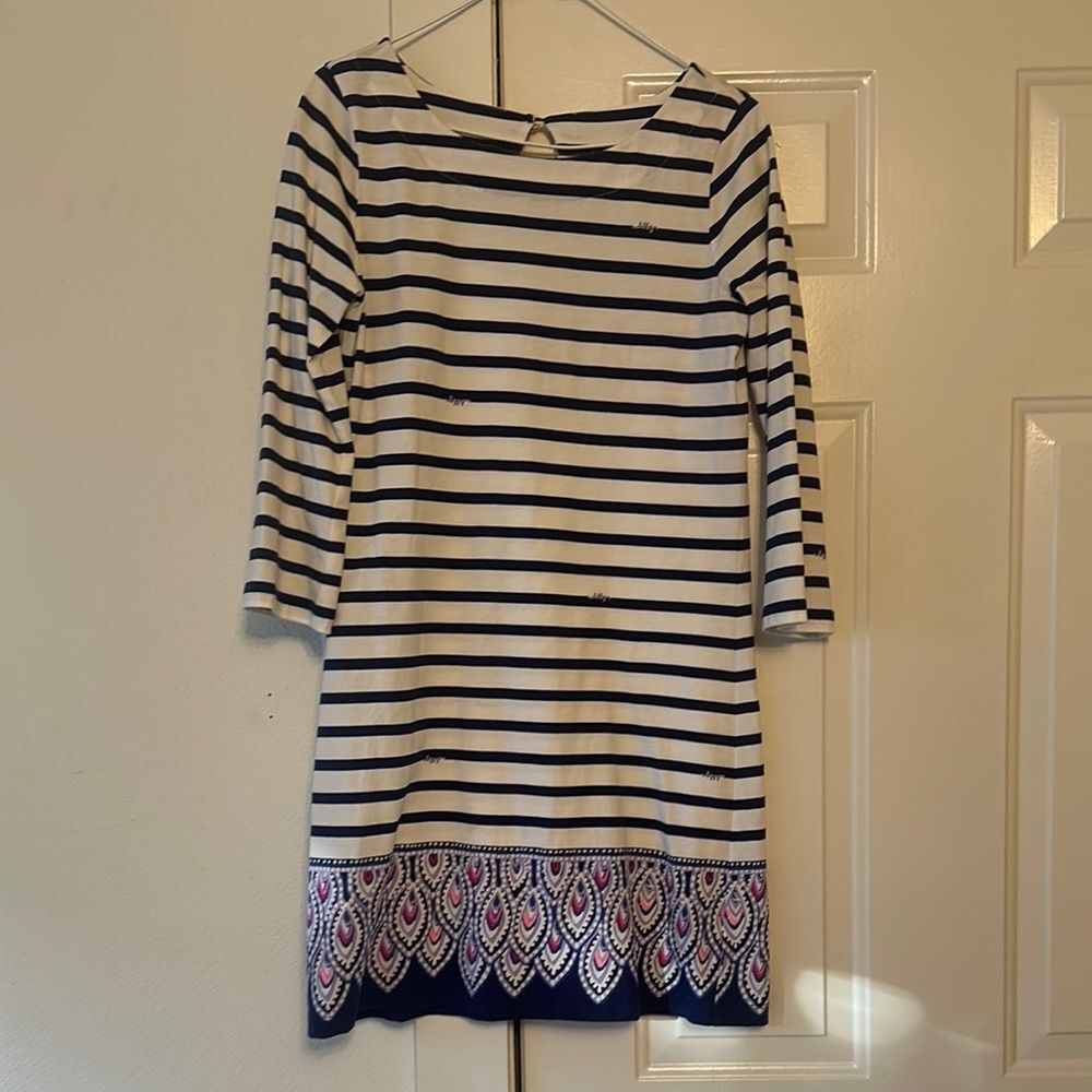 Lilly Pulitzer Navy and White Striped Dress SMALL